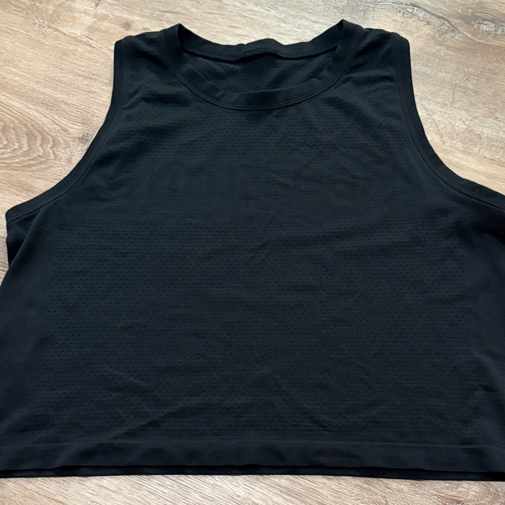 Lululemon Shirt Black Swiftly Breeze Tank Sleeveless Spellout Athletic Small